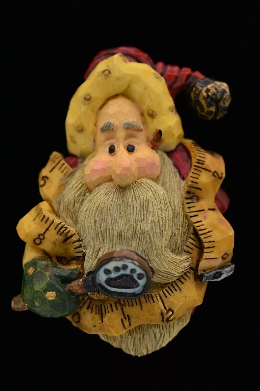 Vintage Santa Claus Pin Brooch Christmas Figurine Glitter Chunky 1980s BinAC